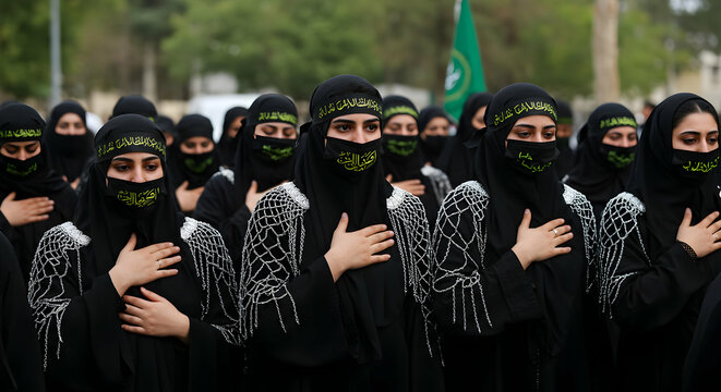 Muharram Devout Women Paying Tribute to Karbala Muharram Observance Honoring Karbala Sacrifice