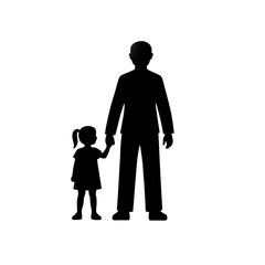 Father and daughter holding hands silhouette
