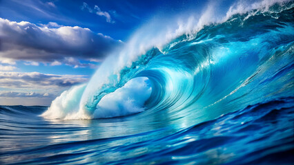 Blue wave surface on calm sea