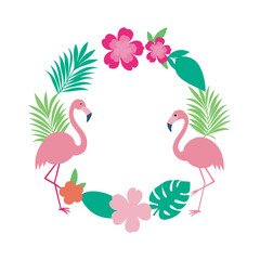 Monstera tropical flower frame design