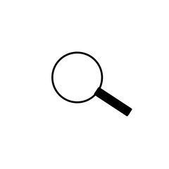 A black magnifying glass icon, ideal for search or zoom	