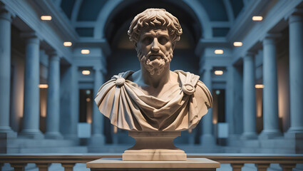 marble bust of a philosopher displayed in a museum for International Museum Day