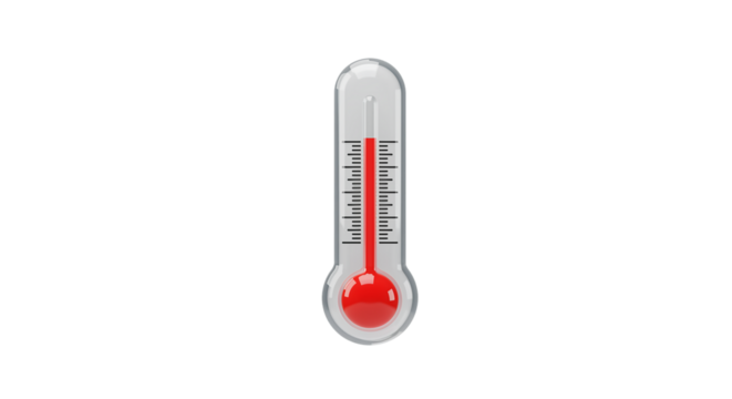 Rising temperatures are a stark reminder of global warming s impact with a thermometer showing on transparent background