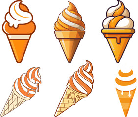Set of delicious ice cream icons