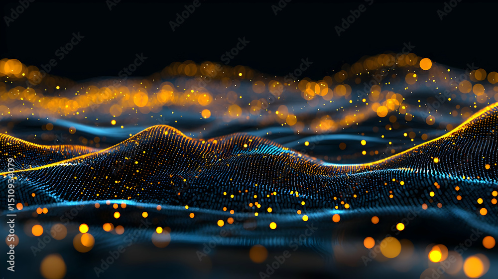 Poster abstract digital data wave pattern background