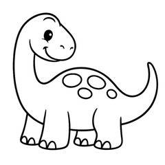 Fototapeta premium Cute Cartoon Dinosaur: An adorable cartoon illustration of a long-necked dinosaur, perfect for children's books, coloring pages, or educational materials.