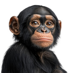 Fototapeta premium Close-up portrait of a young chimpanzee with expressive eyes and detailed fur