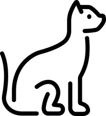 Minimalist cat outline icon in sitting pose