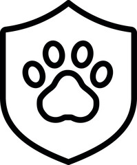 Shield-shaped paw print icon symbolizing pet protection