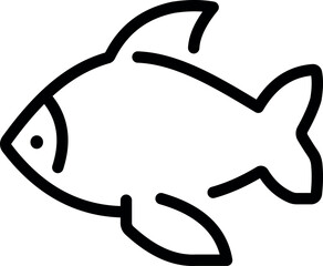 Minimalistic fish outline vector icon in line art