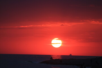 beautiful sunset on the black sea coast near sochi