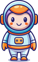 Adorable space explorer in suit vector illustration with transparent background