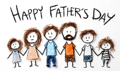 Happy father's day family drawing illustration card fathers day celebration