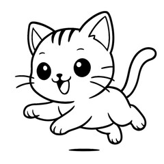 Obraz premium Playful Kitten Outline: An outline of a charming, animated kitten, exuding a sense of playful joy, suitable for coloring pages and digital illustrations. 