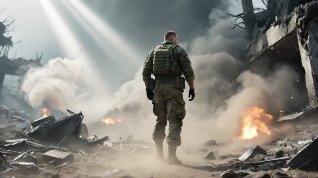 Soldado en territorio  de guerra 