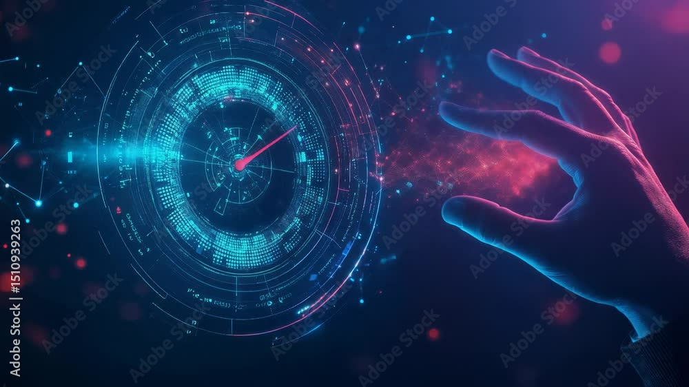 Aufkleber envision the concept of time control using a digital clock, clearly displayed within the palm of an 