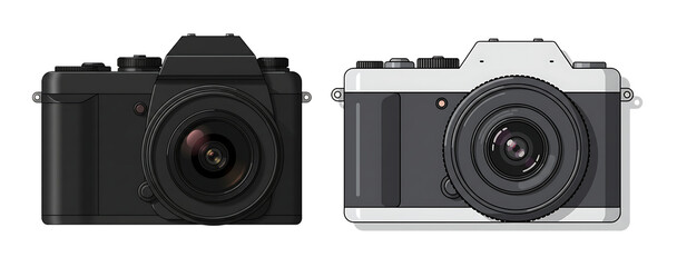 Camera photography equipment black white dslr lens photo isolated on a transparent background