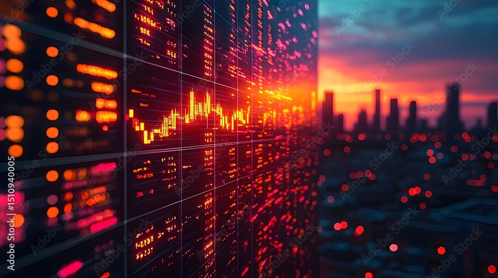Poster dynamic market data and financial trading information on digital display