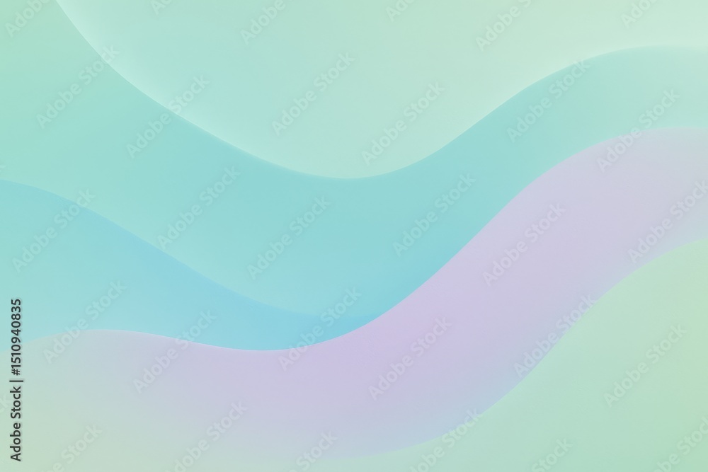 Poster mint and lavender abstract curves with soft pastel gradient flow