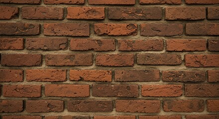Close-up of a brick wall with reddish-brown bricks