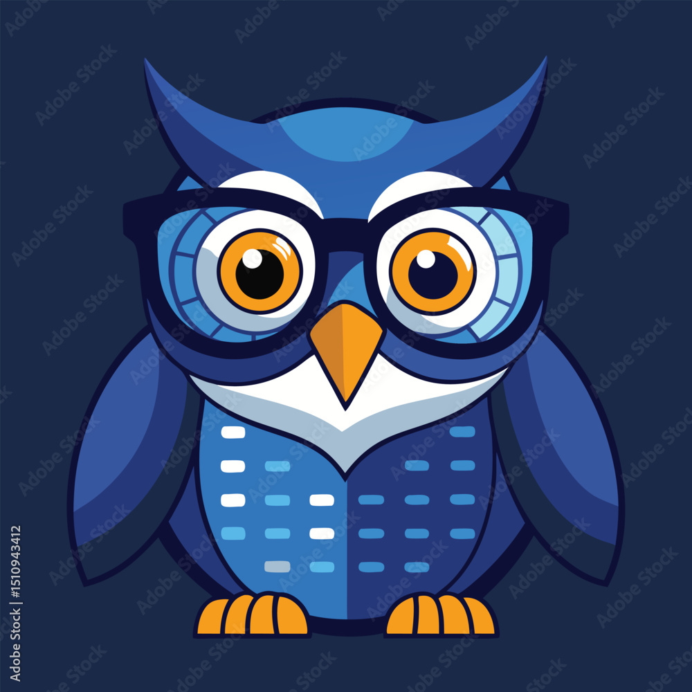 Poster owl mascot with binary code pattern in feathers, showcasing a unique blend of technology and nature 