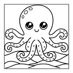 Naklejka premium ocean animal cartoon coloring pages