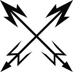crossed arrows silhouette, feather ends, tribal symbol
