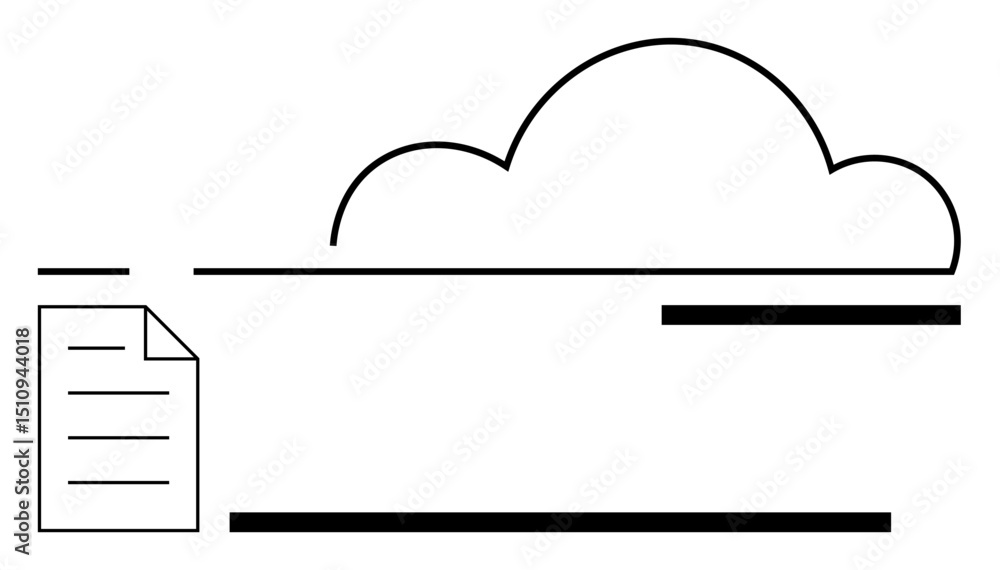Poster cloud graphic with connected document outline representing digital storage and data access. ideal fo