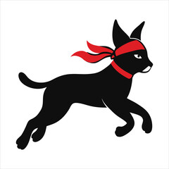 Caracal jumping wearing a bandana vector