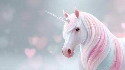 cute pink unicorn with heart.