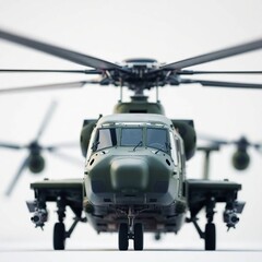 Army Green Military Helicopter A Cinematic Tactical Shot with Sharp Focus and Soft Bokeh.