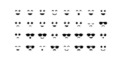 set of black and white icons Emoji