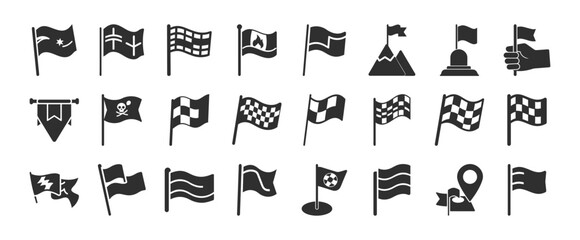 Obraz premium Vector illustration of various flags different styles and purposes black and white