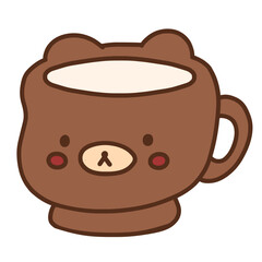 Bear Coffee Mug Cute Hand Drawn Illustration