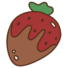 Chocolate Covered Strawberry Cute Hand Drawn Illustration