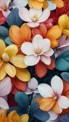 Digital Illustration of a Colorful Floral Garden