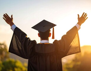 Graduate celebrating outdoors