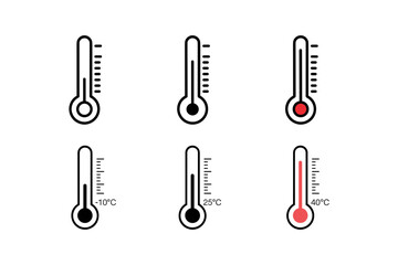 Thermometer Icon Set Temperature Scale Vector Symbols with Celsius Readings