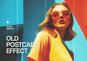 Old Postcard Photo Effect Mockup