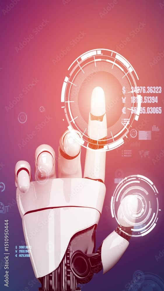 Poster futuristic robot artificial intelligence revolutionary ai technology development and machine learnin
