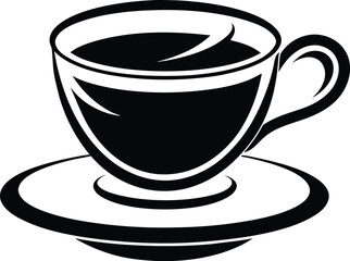  teacup silhouette, rising steam, drinkware icon