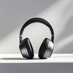 Angled Black and Silver Headphones