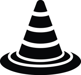  traffic cone silhouette, road safety, construction icon
