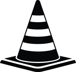  traffic cone silhouette, road safety, construction icon
