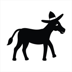 Fototapeta premium Donkey walking wearing a sunhat vector