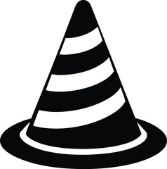  traffic cone silhouette, road safety, construction icon
