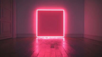 Empty illuminated pink rectangle in room