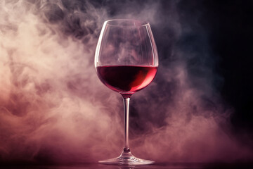 Naklejka premium Wine glass on smoky stage, luxury feel 