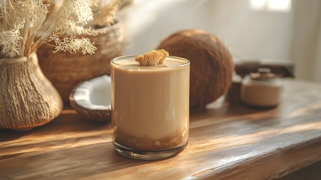 Comforting mushroom based elixir with lion s mane cacao and coco