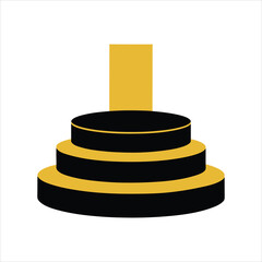  Black and Gold Circular Podium with Light Effect